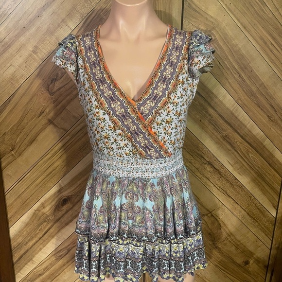 Alice + Olivia XS Mariska Mixed Print Multicolored Skort Romper - Picture 4 of 12
